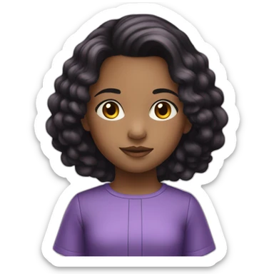 Child girl ,blak hair, Light-skinned،  purple dress sticker
