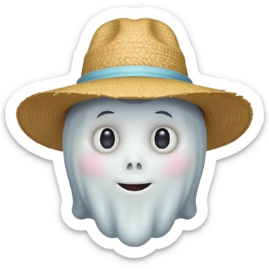 cute ghost farmer portrait, head and shoulders only, straw hat, round friendly face, soft pastel glow, harmless spirit vibe, 3D cartoon, mobile game icon style, clean background, no text, no watermark
 
 sticker