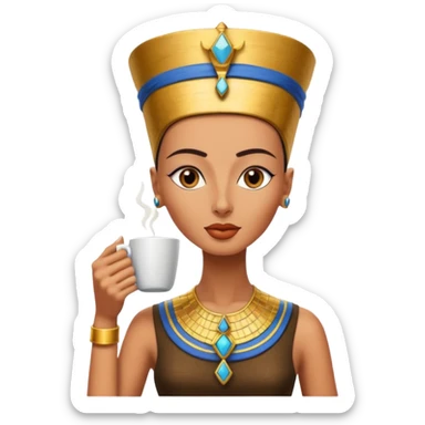 Nefertiti egypt woman drink coffee sticker