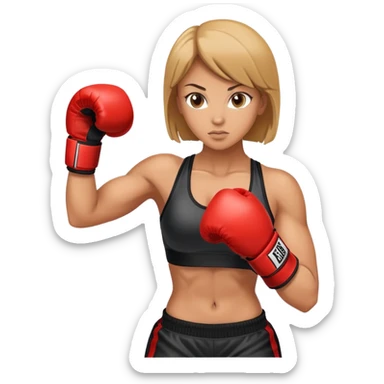woman in kickboxing stance with boxing gloves sticker
