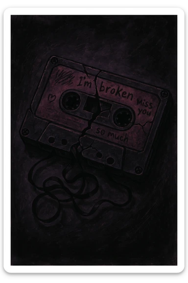 emo style broken cassette tape sticker