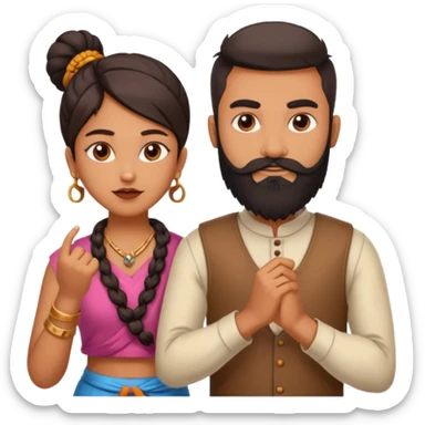 brother and sister fighting modern culture naughty  - indian skin and hairstyle - men beard - fight and love sticker