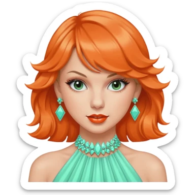 Taylor Swift life of a showgirl aesthetic with mint green and orange colours  sticker