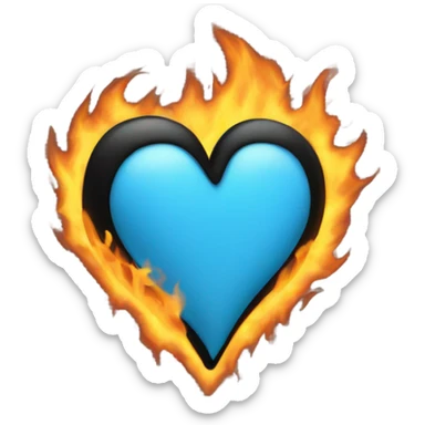 Light blue heart with black fire flames sticker
