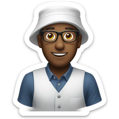 Costco sample guy who looks like a nerd with a bonnet sticker