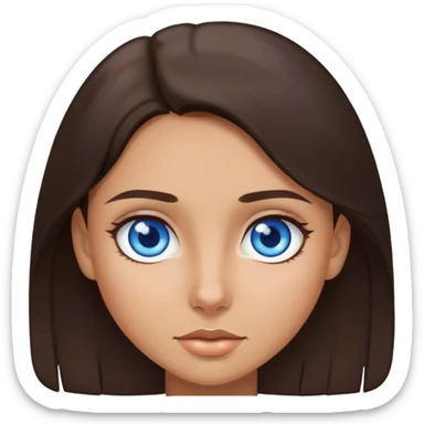Tan girl with blue eyes dark brown hair sticker