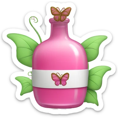 Pink potion with green vines wrapped around it with a pink butterfly sitting on top sticker