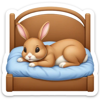 Tan bunny sleeping in a bed sticker