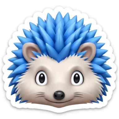 A blue hedgehog with 6 spines only face sticker