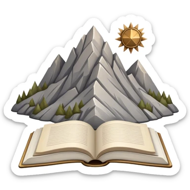 A gray, stone-textured book with bronze or gold details, featuring a mountain, a winding path, or a Roman laurel, radiating strength, resilience, and the wisdom of overcoming adversity sticker
