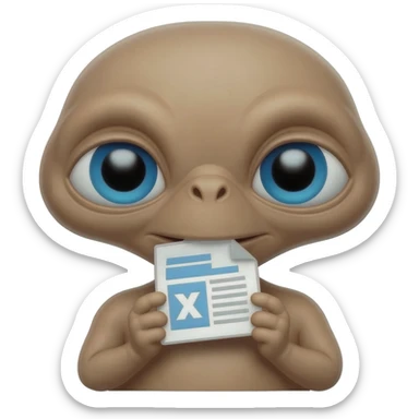 E.T. The Extra-Terrestrial from the movie eating an Excel file icon sticker