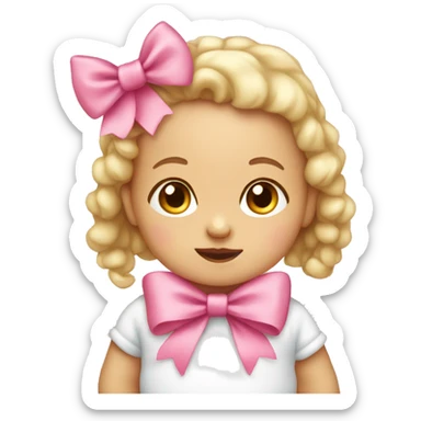 Baby wearing a pink bow sticker