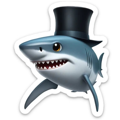 Shark with a top hat sticker