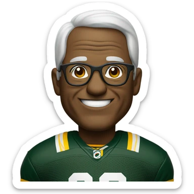 smiling old man with glasses in packers jersey sticker