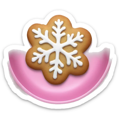 Cookies in a pink bowl with silver snowflakes sticker