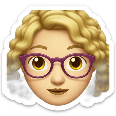 Chinese lady with li wavy hair to the shoulder length where Chinese dress colourful dress wear glasses sticker