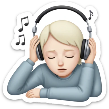 sleepy person listening to music sticker