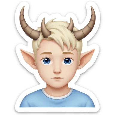 Aesthetic boy with horns and a blue background with white border  sticker