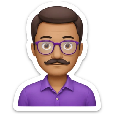 glasses purple man with mustache sticker