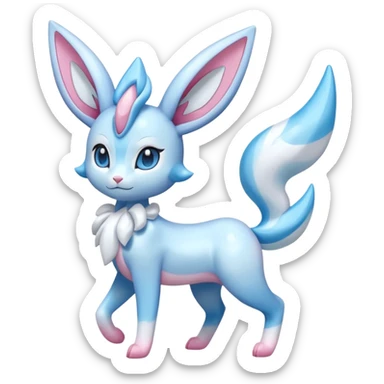 Shiny Sylveon-Amaura-Fakémon-hybrid-creature (full body)  sticker