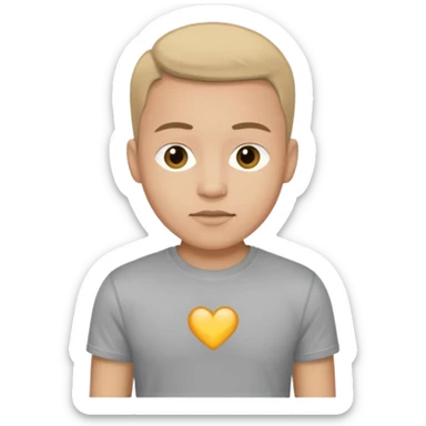 A man, shot from the center of his chest, but wearing a T-shirt, light skin tone sticker