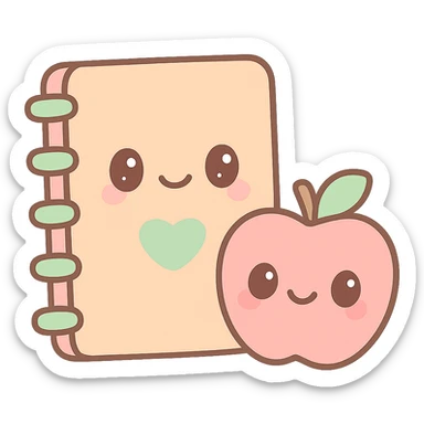 designer education theme, sketchpad and apple, kawaii style sticker