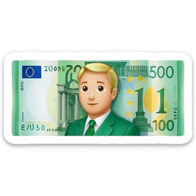 shiny green euro bill sticker