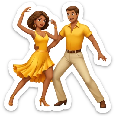 a man and a woman salsa dancing together, energetic movement sticker