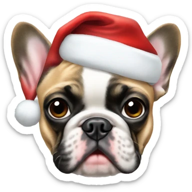 French bulldog with a Santa hat sticker