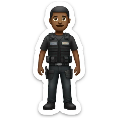 black man standing full body with stab vest  sticker
