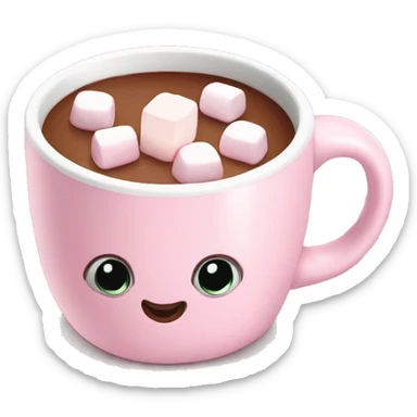 Light Pink mug of hot chocolate with marshmallows  sticker