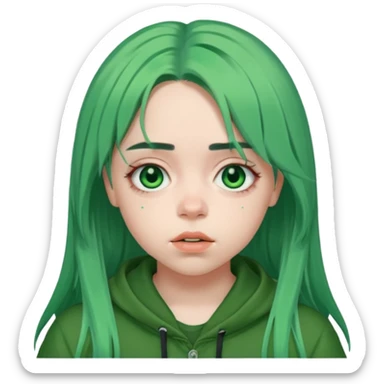Billie Eilish green hair sticker