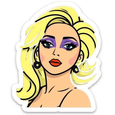 Lady Gaga with dramatic makeup and costume sticker