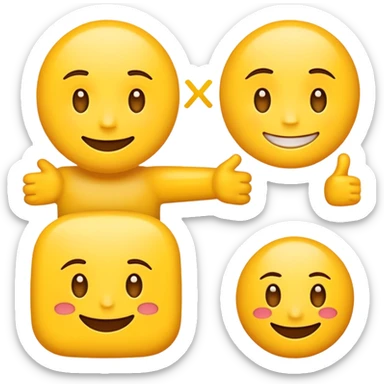 Cartoon emoji with exactly two X characters and one 1 character arranged as X1X sticker