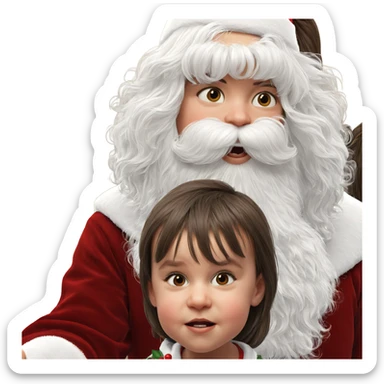 santa and girl under mistletoe sticker