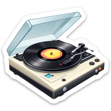 A vinyl record on a turntable sticker