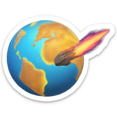 Earth as a comet flaming streak sticker