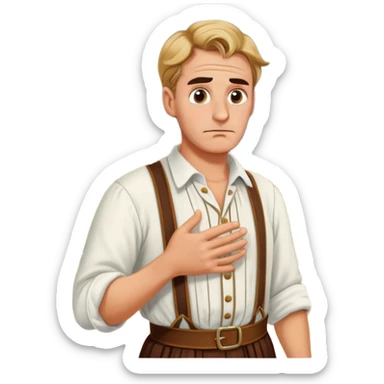 a German in typical Bavarian clothing shrugging and looking lost with Sicily in the background sticker