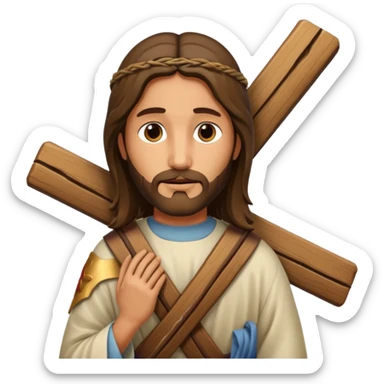 JESUS CARRYING HIS HEAVY CROSS ON HIS BACKK sticker