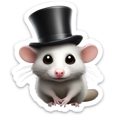 Opossum with a top hat sticker