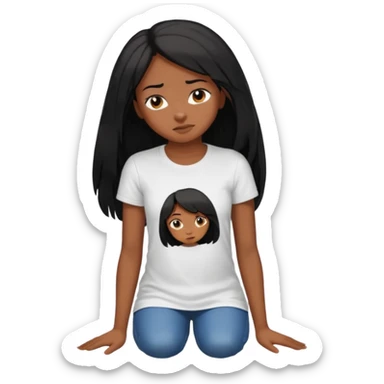 Black girl looking down at the floor sticker