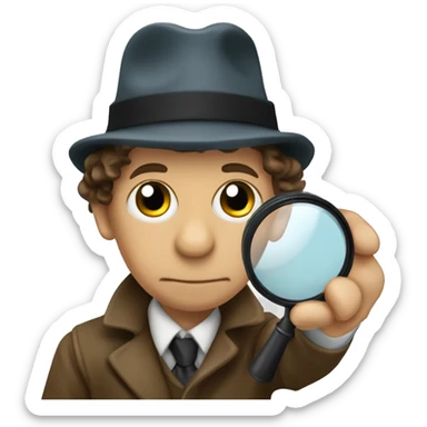 Sherlock holmes in deer stalker hat looking through magnifying glass sticker