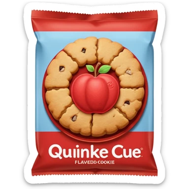 Emoji of a package of quince-flavored cookie-type biscuits, with some round biscuits and the red center visible. sticker