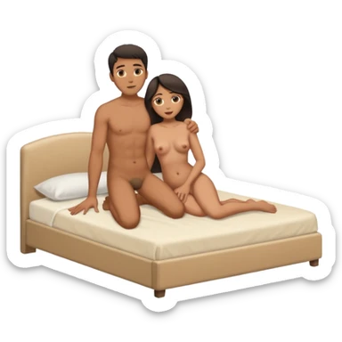naked mixed man fucks naked woman. Botha of them are having sex on the bed. Action is showed in full height sticker