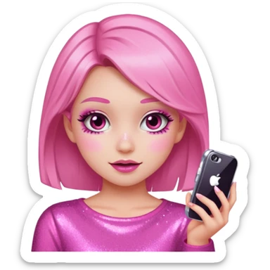 glitter pink girl naughty selfie sticker