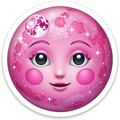 Pink sparkly moon sticker