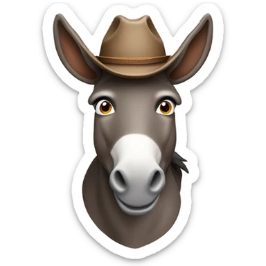 Donkey with a cowboy hat sticker