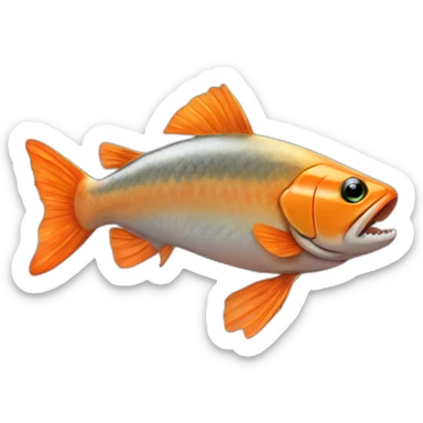 a ((cyborg)) ((robotic)) orange salmon sticker