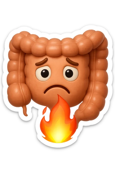 EMOJI STILE IPHONE 3D DI BATTERI INTESTINALI 3D CON ESPRESSIONE TRISTE  IN VOLTO MENTRE SOTTO DI LORO BRUCIA UNA FIAMMA, FAGLI ANCHE LA PARTE BIANCA DEGLI OCCHI, NON SOLO LA PUPILLA sticker