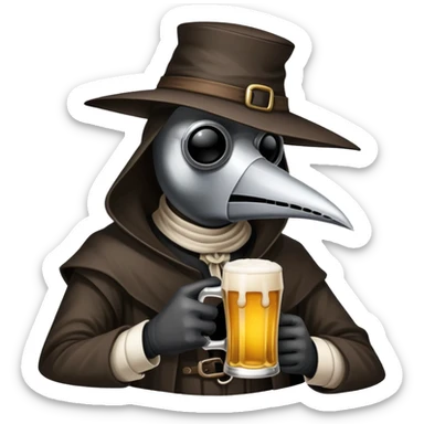 Plague doctor drinks beer sticker